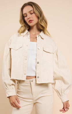 Clear Eyes Denim Jacket, Cream | Sadie & Sage