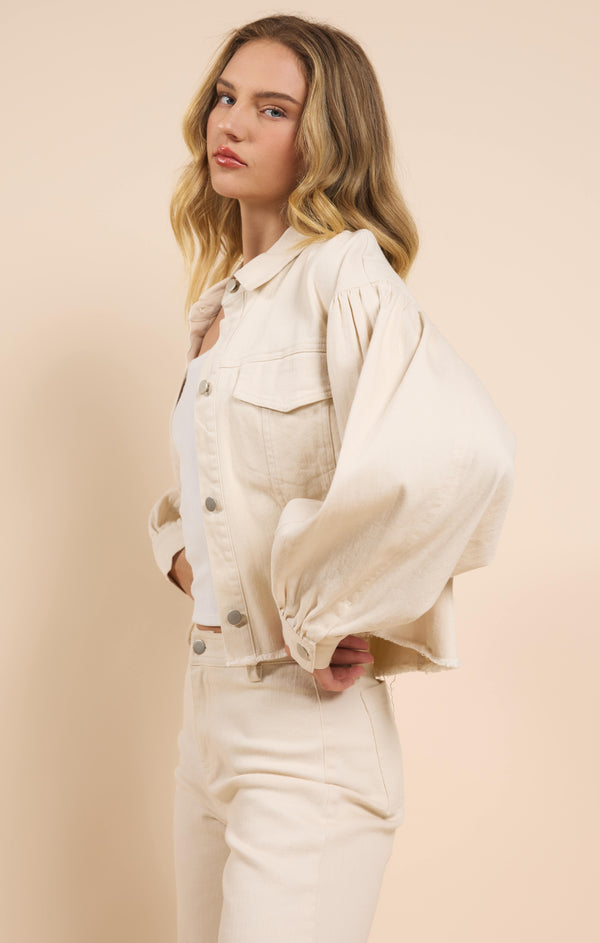 Clear Eyes Denim Jacket, Cream | Sadie & Sage