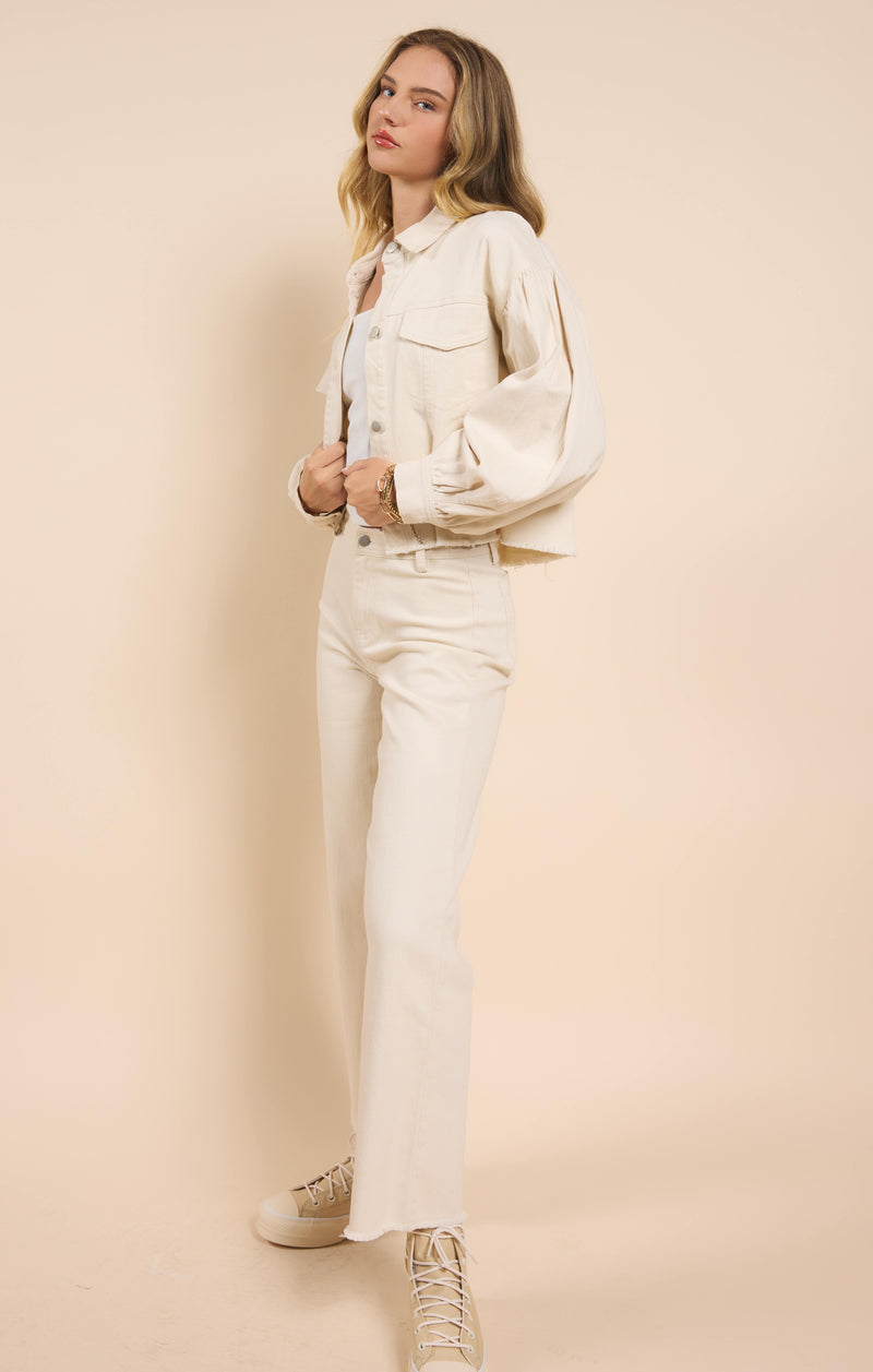 Clear Eyes Wide Leg Jeans, Cream | Sadie & Sage