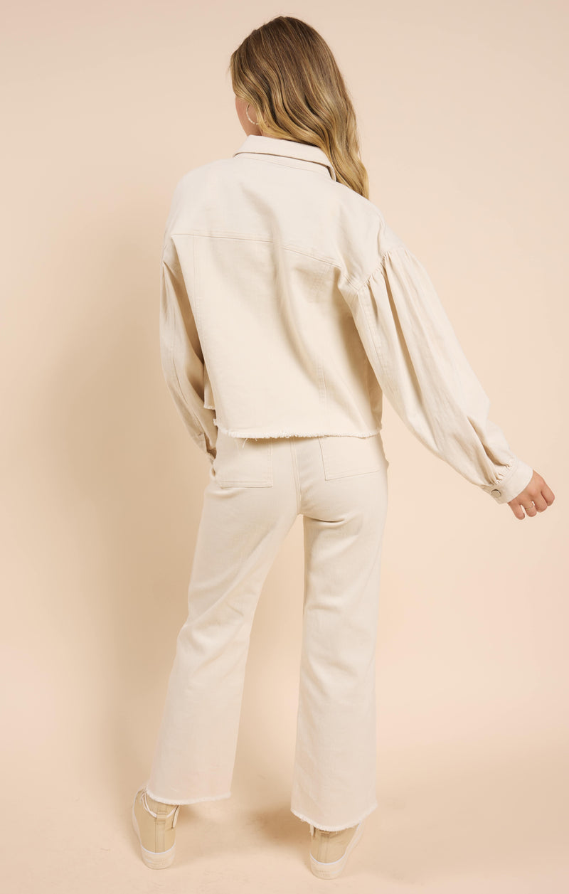 Clear Eyes Wide Leg Jeans, Cream | Sadie & Sage