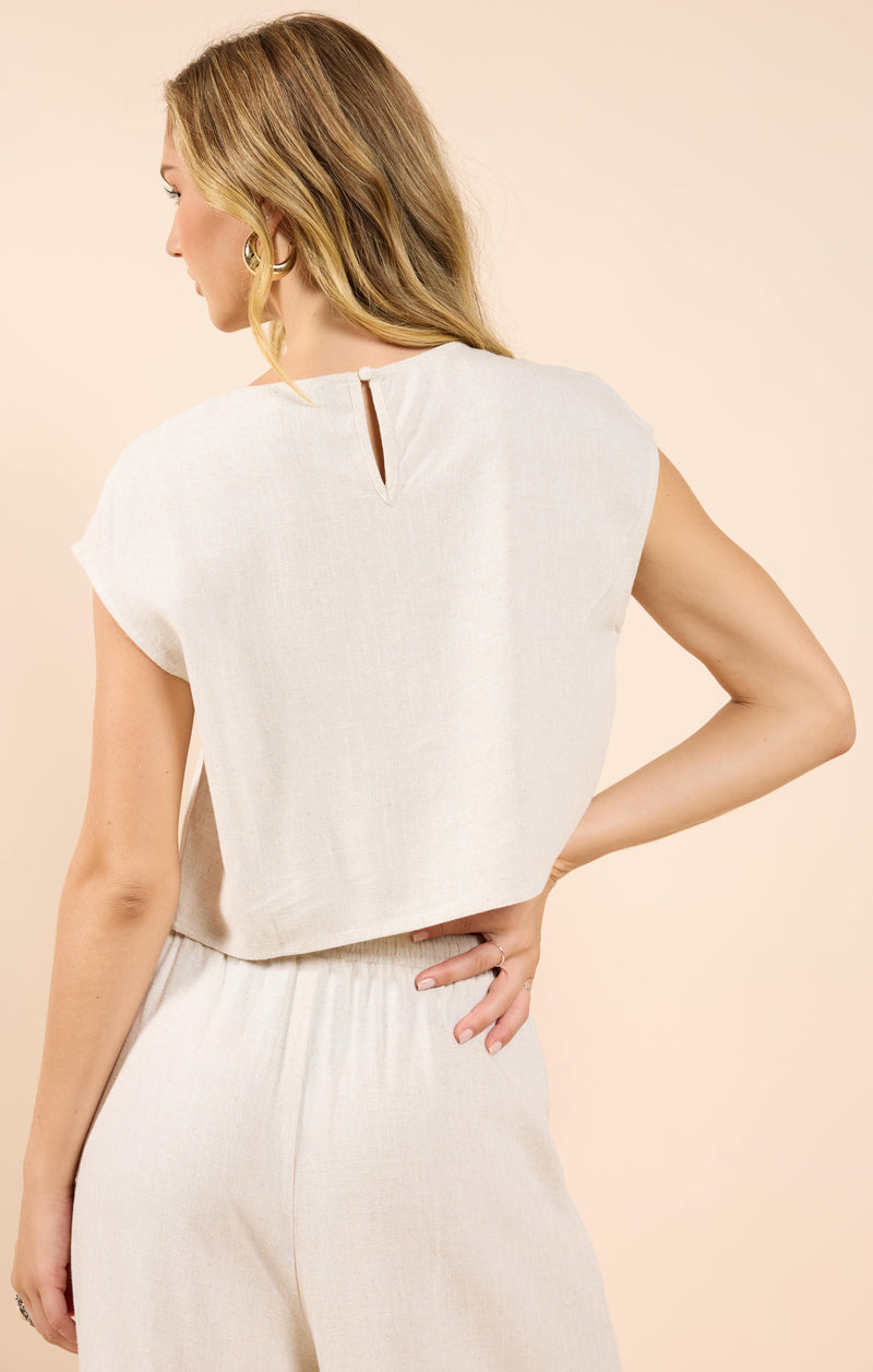 Sugarloaf Sleeveless Linen Top, Oatmeal | Sadie & Sage