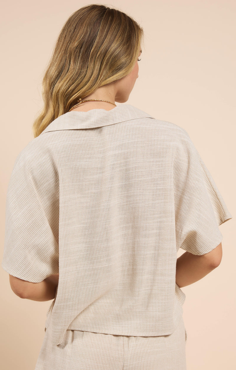 Mojave Open Placket Top, Cream Taupe | Sadie & Sage