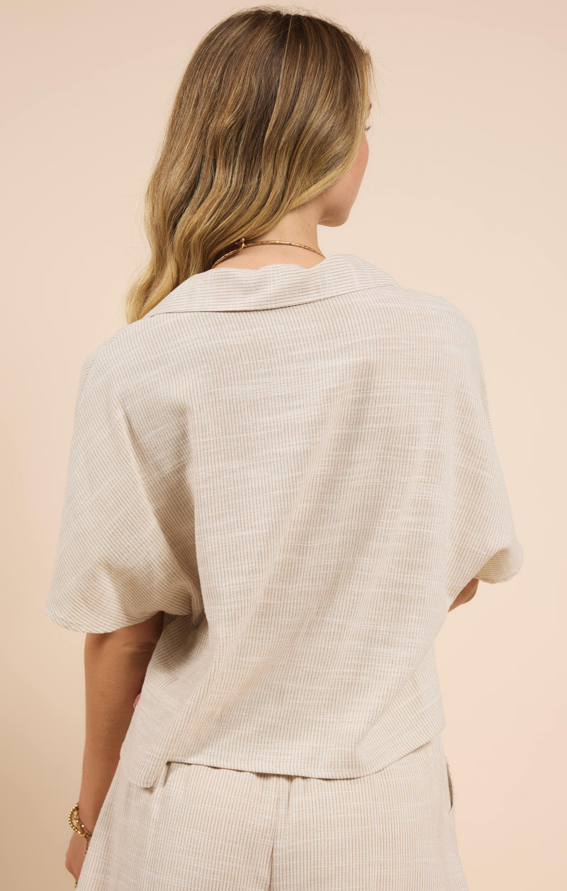 Mojave Open Placket Top, Cream Taupe | Sadie & Sage