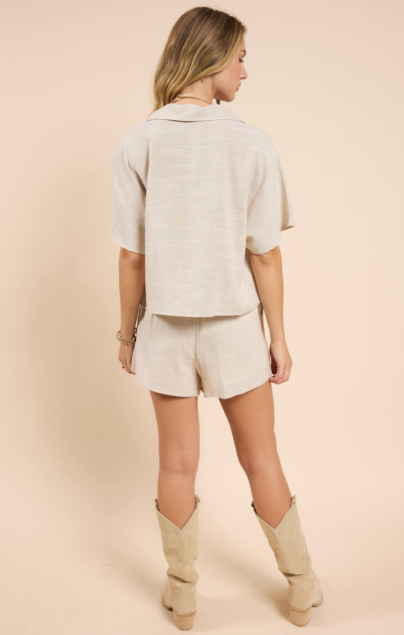 Mojave Elastic Waist Shorts, Cream Taupe | Sadie & Sage