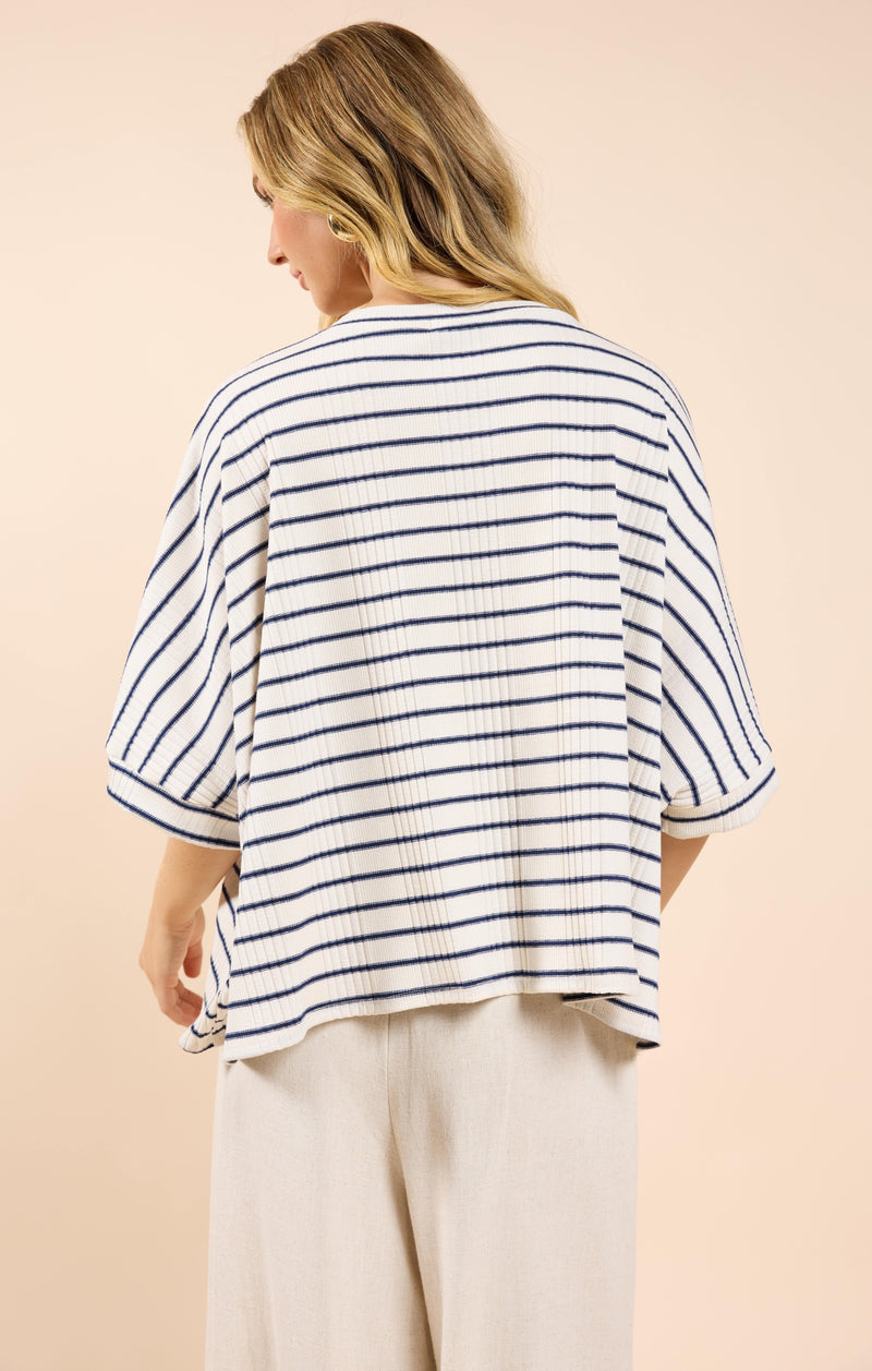 Dweller Dolman Sleeve Top, Cream Navy | Sadie & Sage