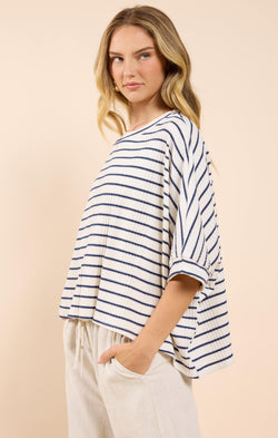 Dweller Dolman Sleeve Top, Cream Navy | Sadie & Sage