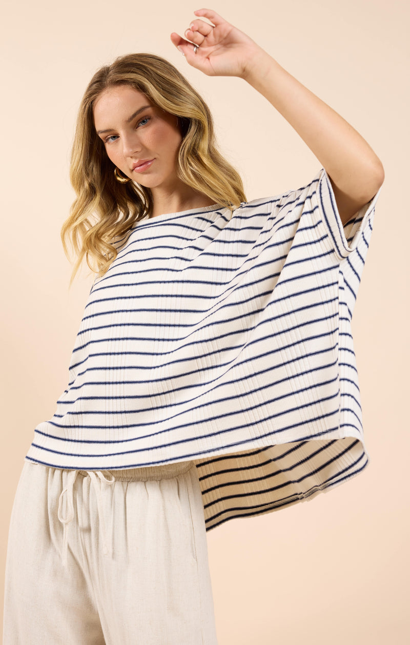 Dweller Dolman Sleeve Top, Cream Navy | Sadie & Sage