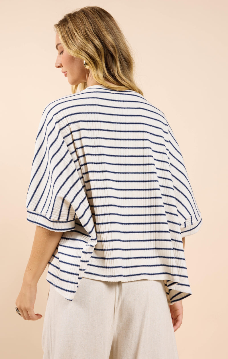 Dweller Dolman Sleeve Top, Cream Navy | Sadie & Sage