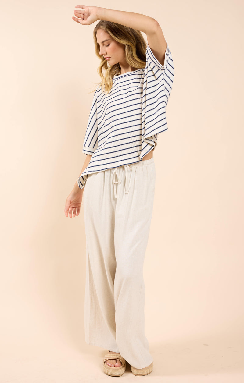 Dweller Dolman Sleeve Top, Cream Navy | Sadie & Sage