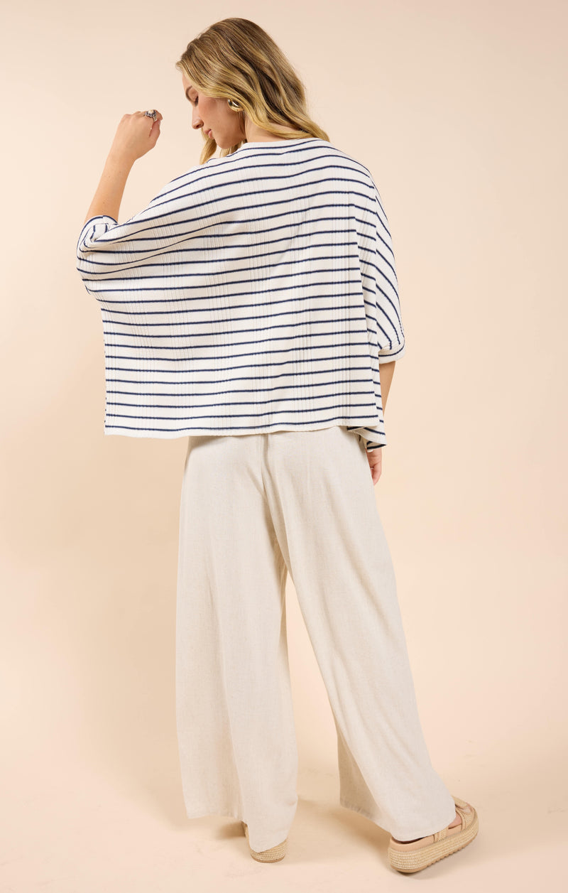 Dweller Dolman Sleeve Top, Cream Navy | Sadie & Sage