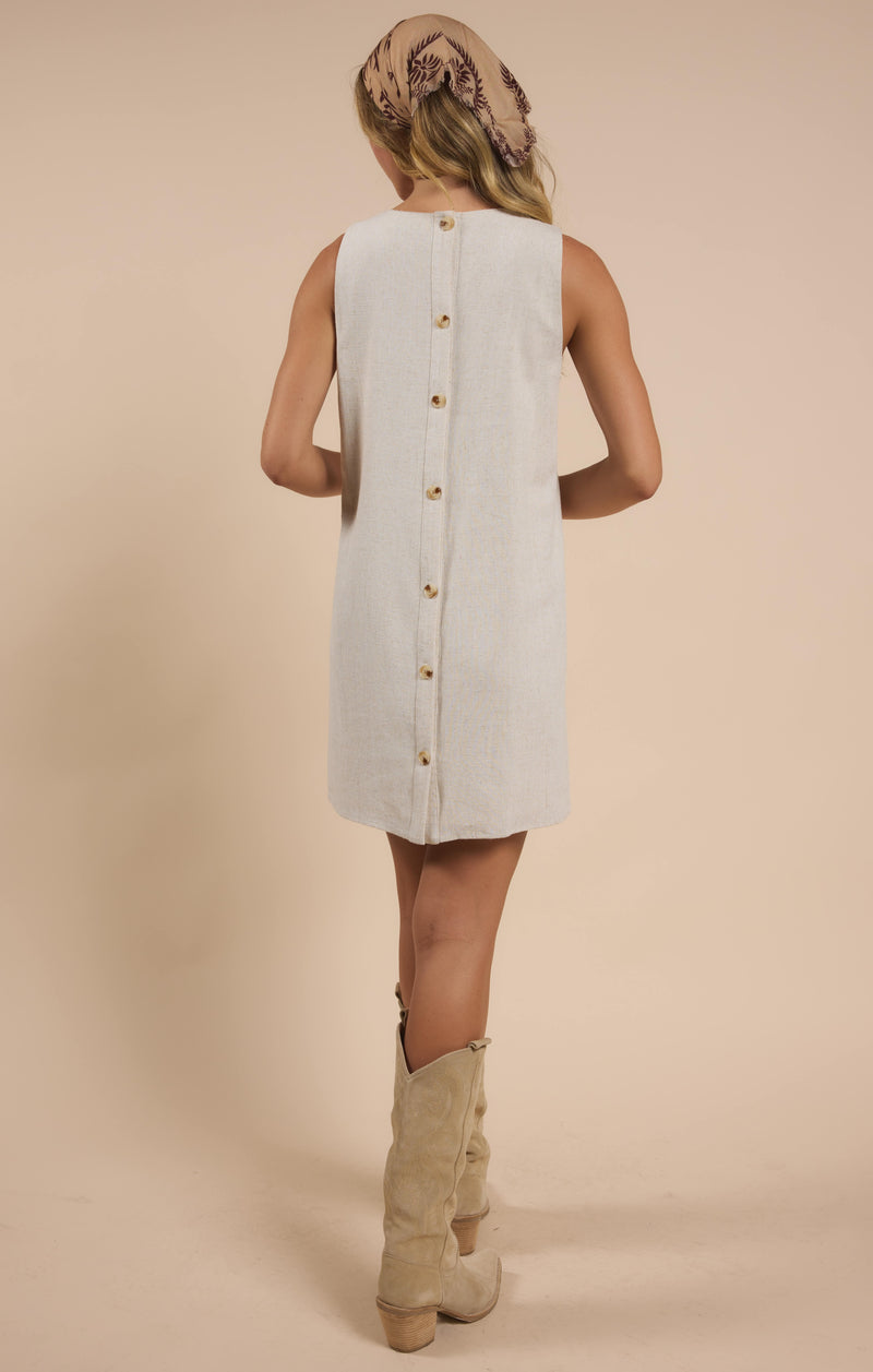 Sugarloaf A-Line Button Back Dress, Oatmeal | Sadie & Sage