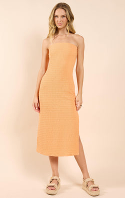 Howdy Honey Textured Tube Dress, Orange | Sadie & Sage