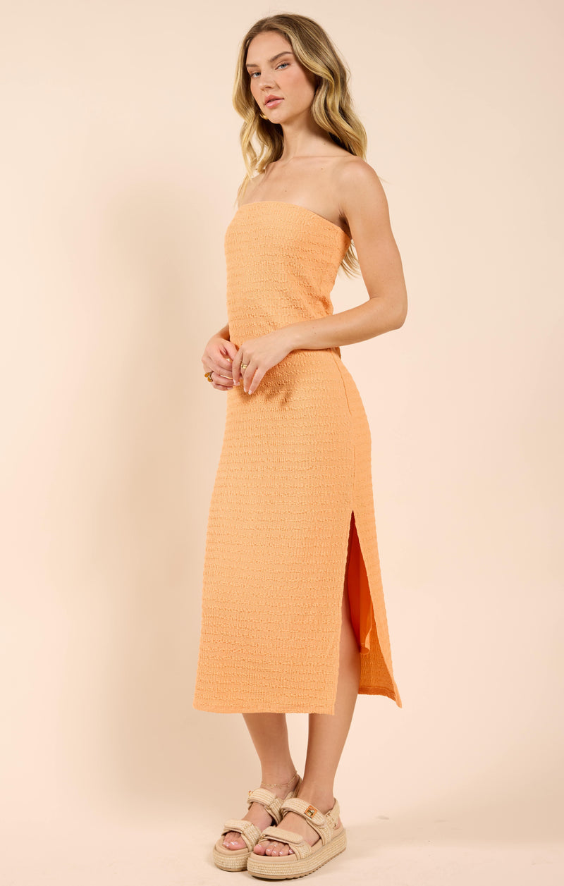 Howdy Honey Textured Tube Dress, Orange | Sadie & Sage