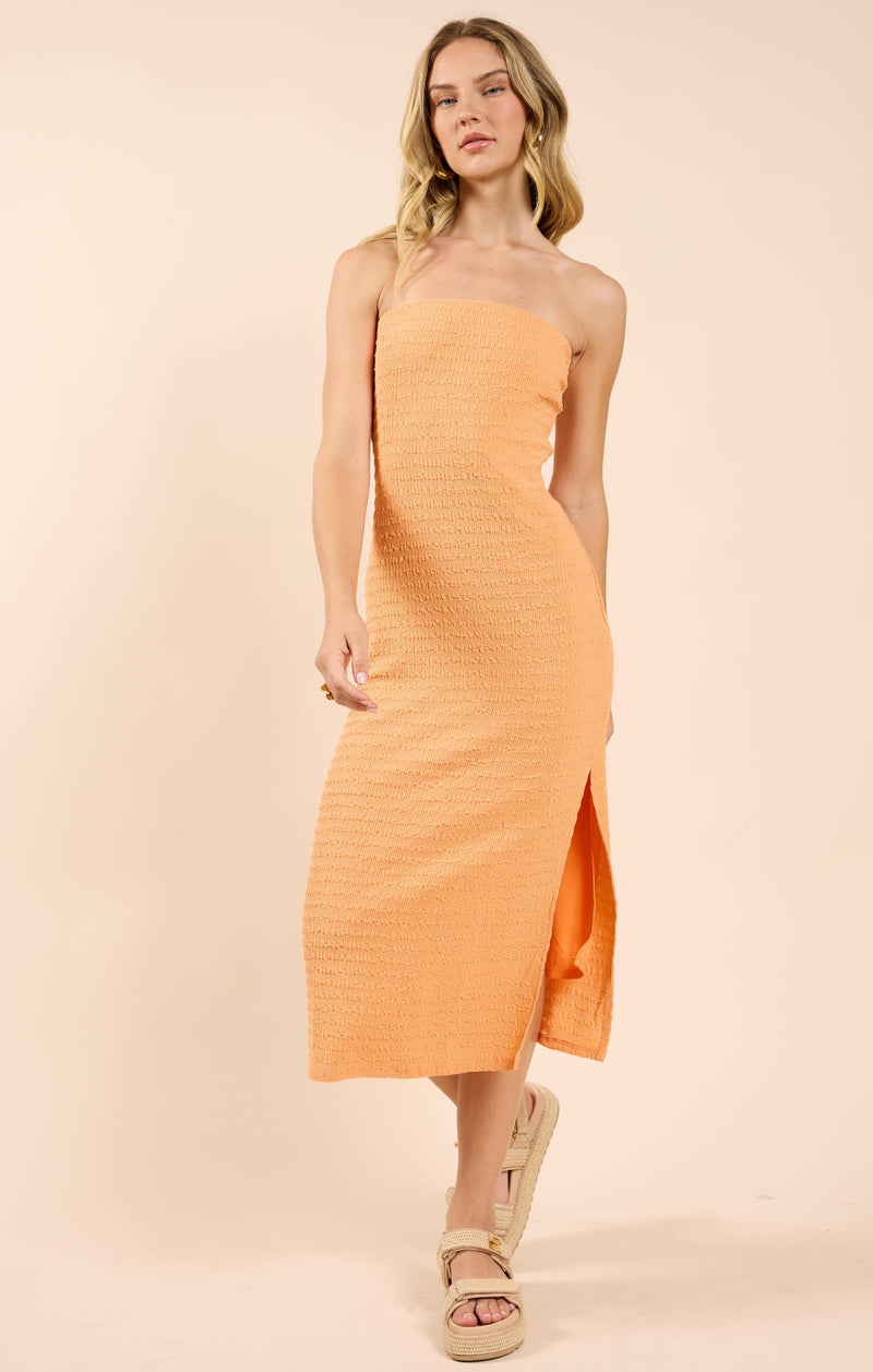 Howdy Honey Textured Tube Dress, Orange | Sadie & Sage