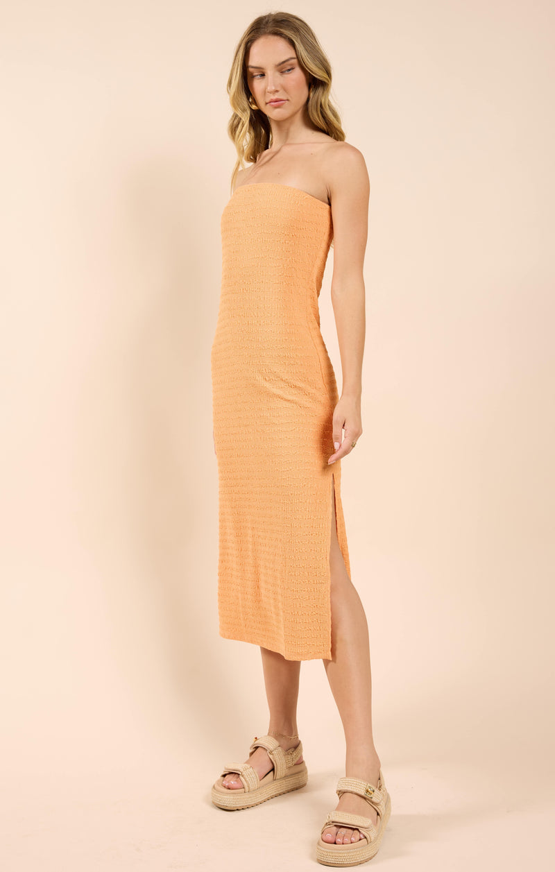 Howdy Honey Textured Tube Dress, Orange | Sadie & Sage