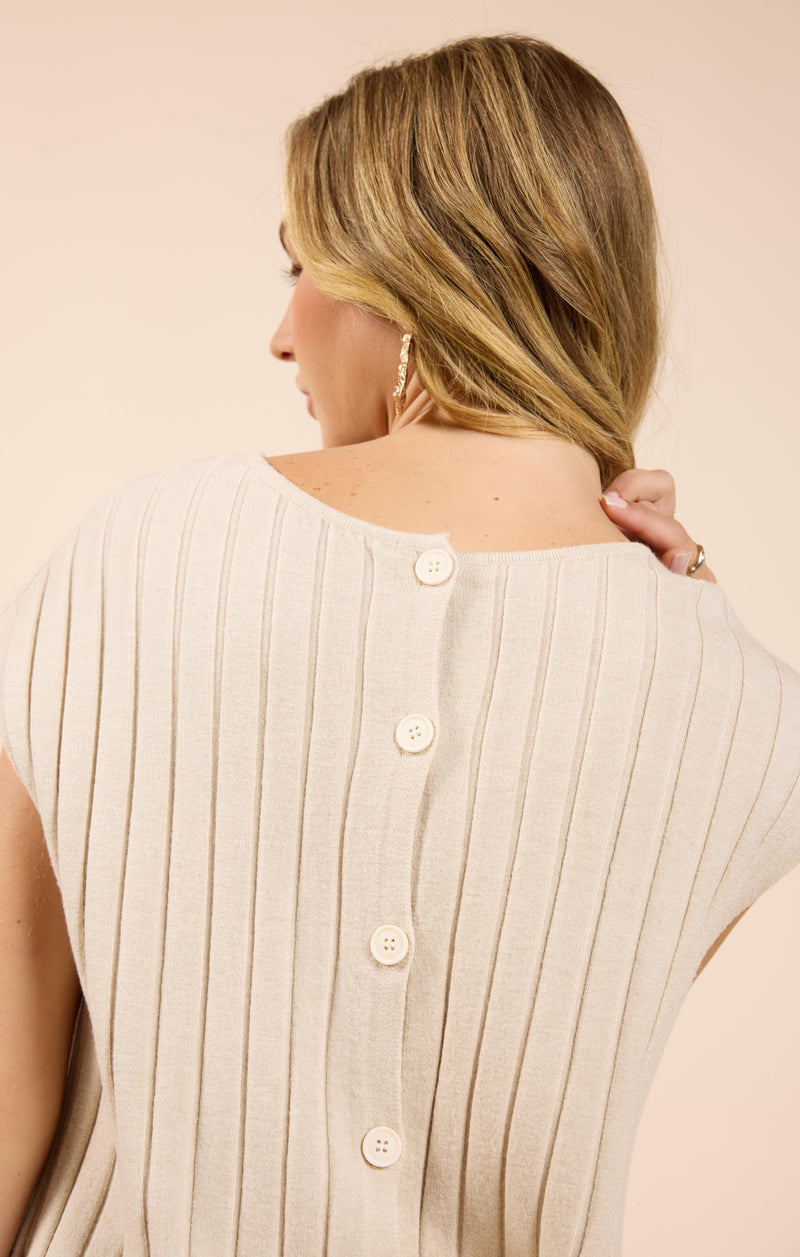 Rider Sleeveless Sweater, Cream | Sadie & Sage