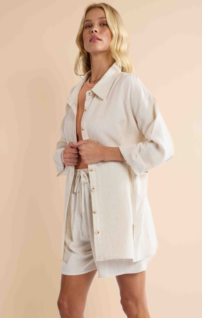 Sugarloaf Button Up Shirt, Oatmeal | Sadie & Sage