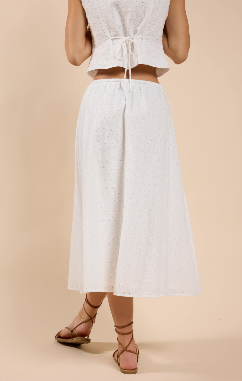 Sun Dream Eyelet Skirt, White | Sadie & Sage