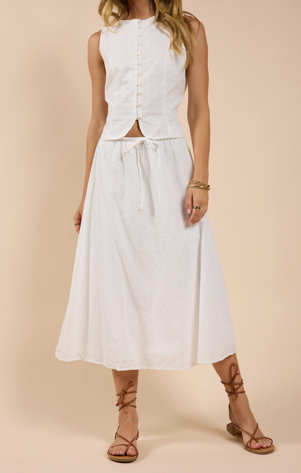 Sun Dream Eyelet Skirt, White | Sadie & Sage