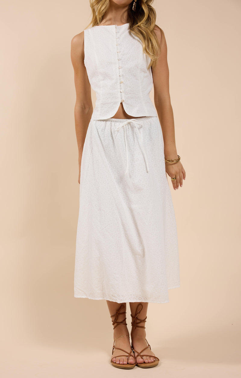 Sun Dream Eyelet Skirt, White | Sadie & Sage