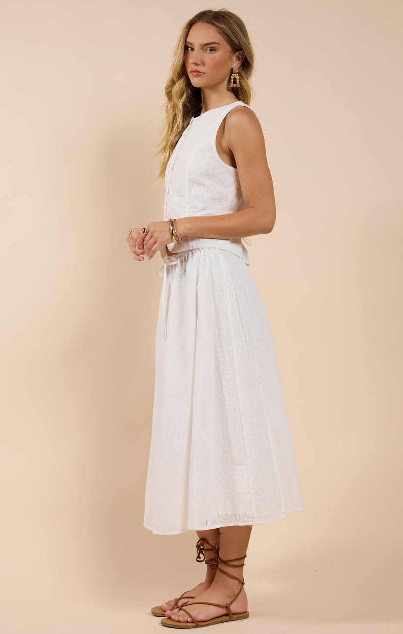 Sun Dream Eyelet Skirt, White | Sadie & Sage