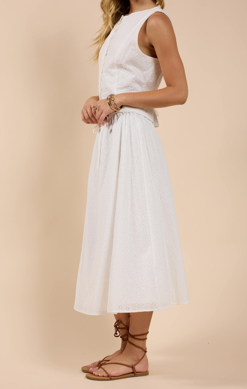 Sun Dream Eyelet Skirt, White | Sadie & Sage