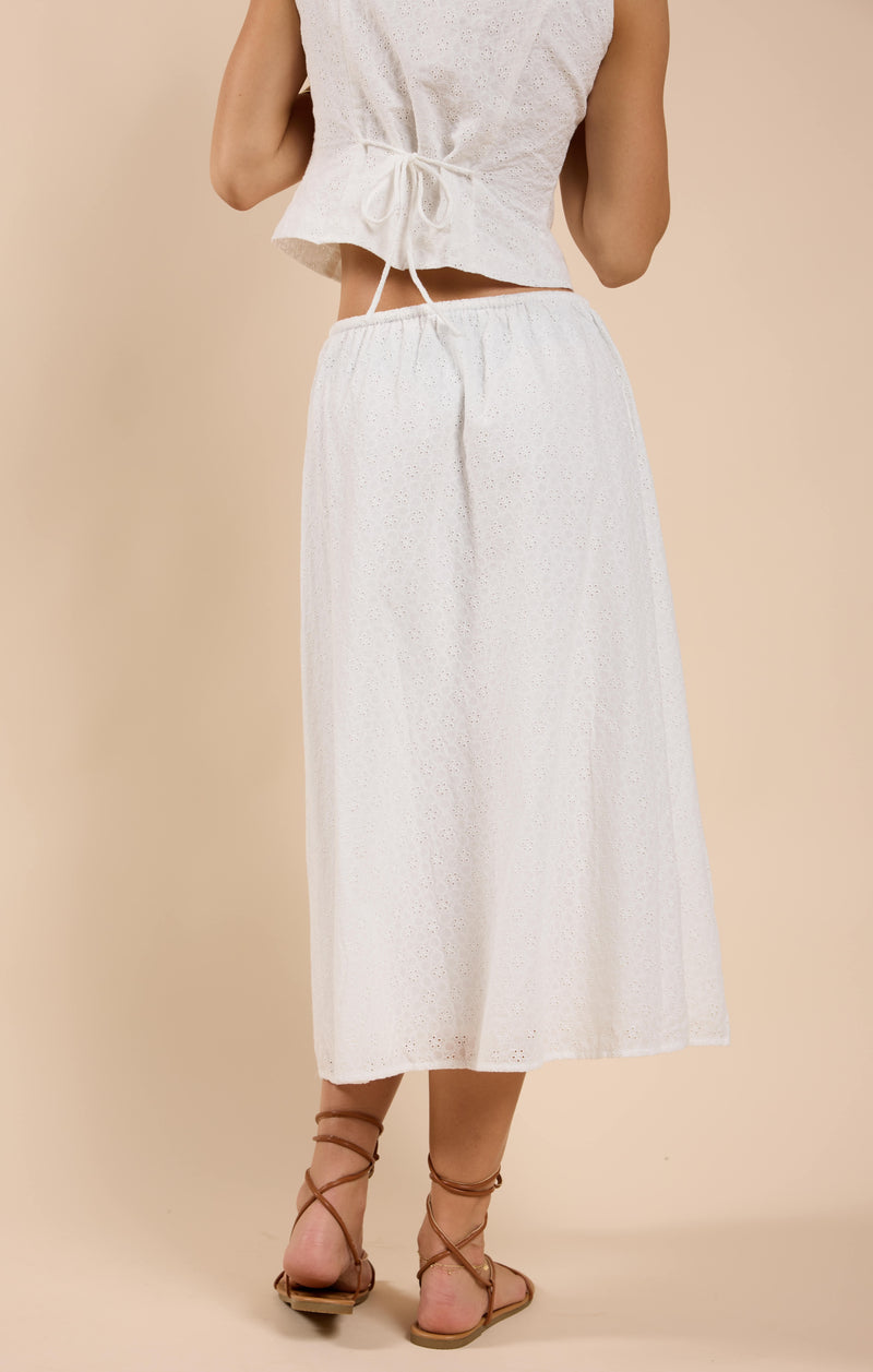 Sun Dream Eyelet Skirt, White | Sadie & Sage