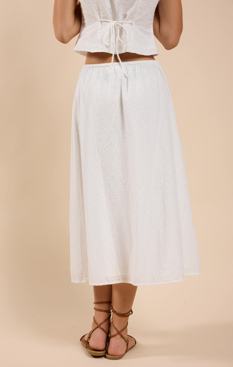 Sun Dream Eyelet Skirt, White | Sadie & Sage