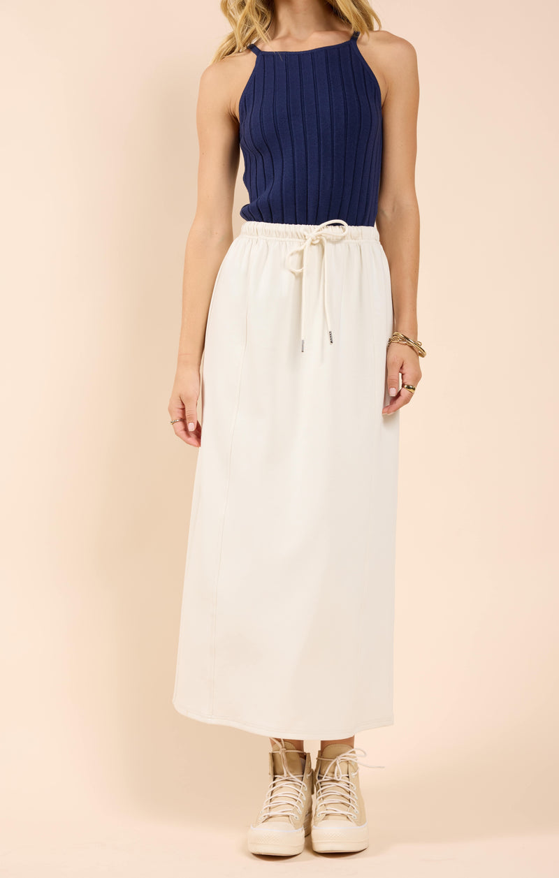 Lonestar Drawstring Midi Skirt, Ivory | Sadie & Sage