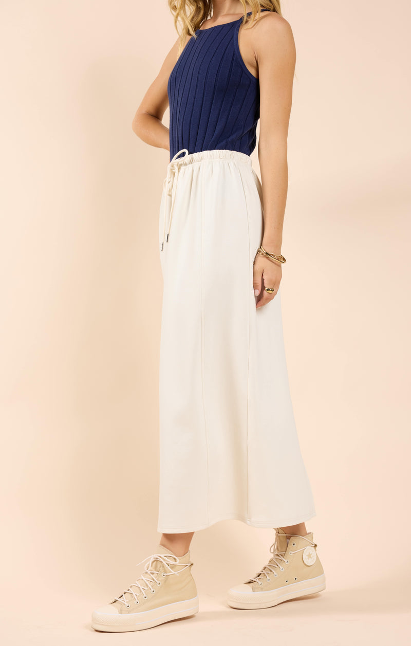 Lonestar Drawstring Midi Skirt, Ivory | Sadie & Sage