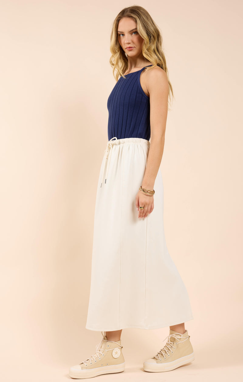 Lonestar Drawstring Midi Skirt, Ivory | Sadie & Sage