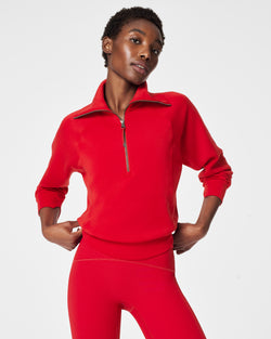 Airessentials Half Zip Sweatshirt, Red | SPANX