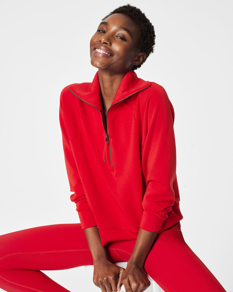 Airessentials Half Zip Sweatshirt, Red | SPANX