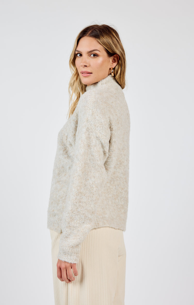 Gentle Mind Mock Neck Sweater, Oatmeal | Sadie & Sage