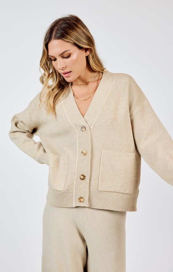 Kelsie Button Front Cardigan, Stone | Sadie & Sage