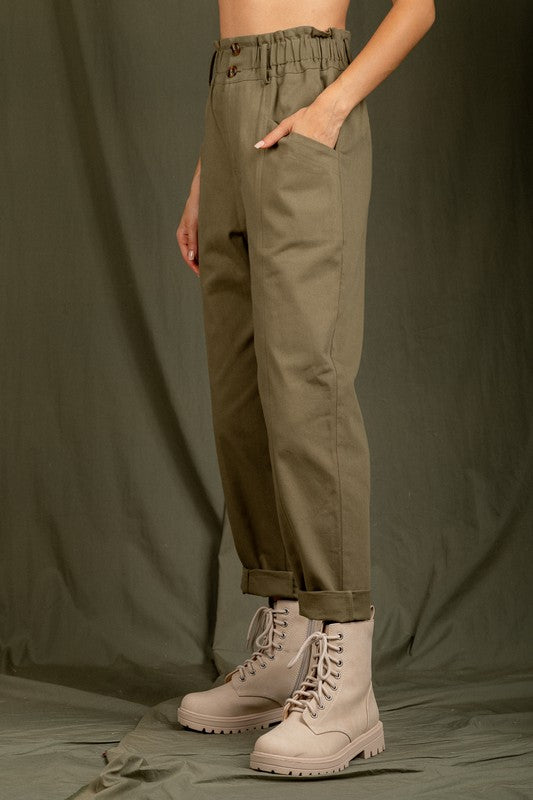 Penny Paperbag Pants, Olive