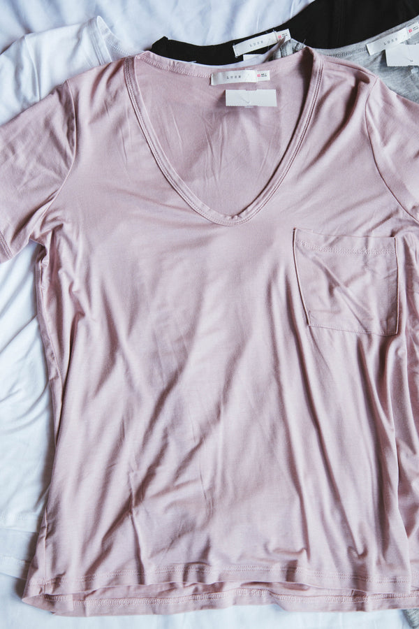 Erin Pocket Tee, Brushed Lilac